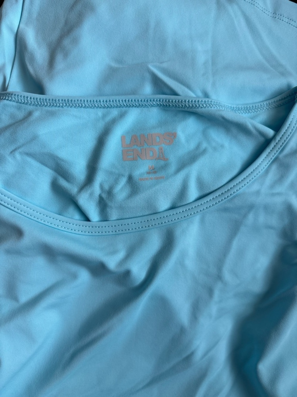 Lands' End Bright Aqua Scoop Swim Top